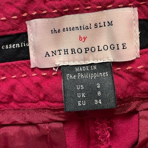 Anthropologie The Essential Slim Trousers in Red Size 2 - Picture 4 of 6